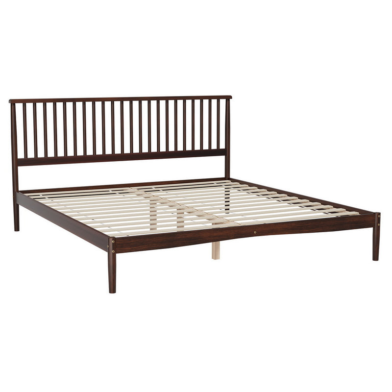 Vise King Solid Pinewood Bed Frame Walnut