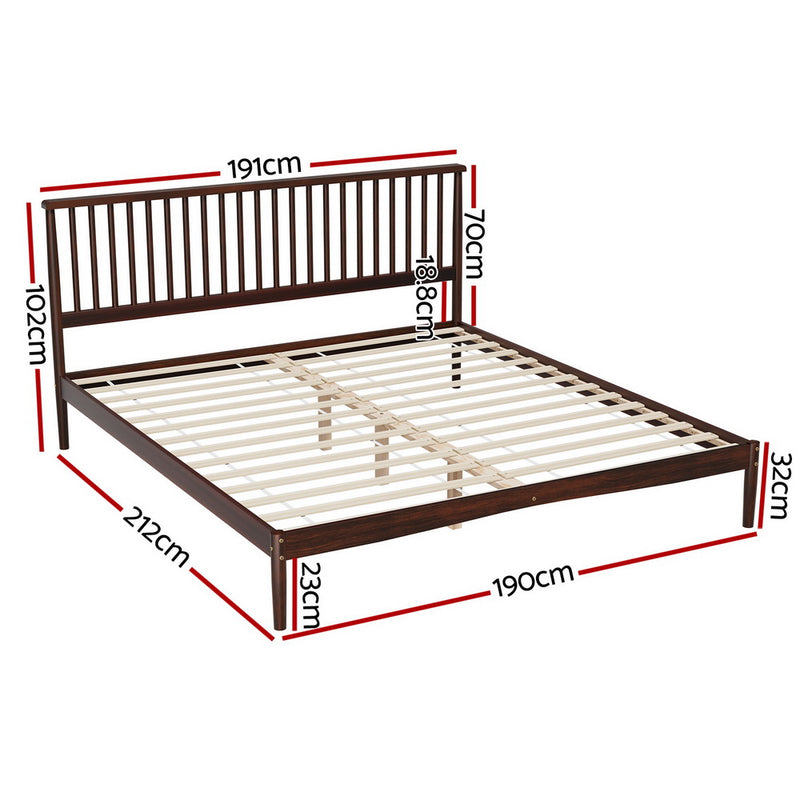 Vise King Solid Pinewood Bed Frame Walnut