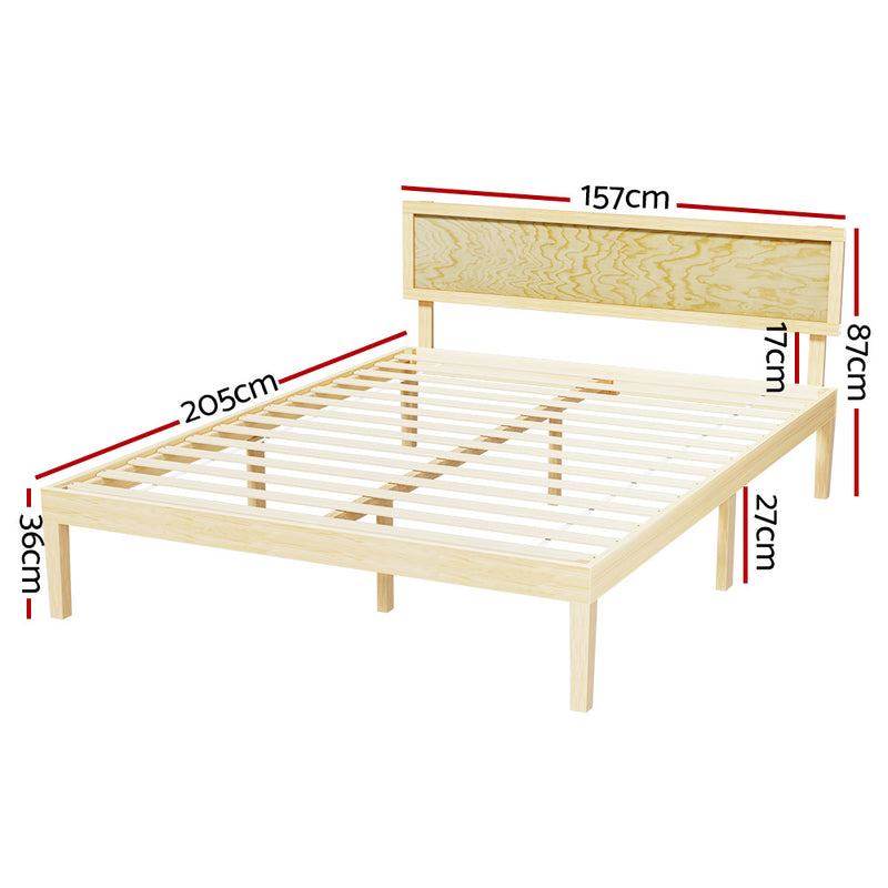 Yumi Solid Pinewood Queen Bed Frame