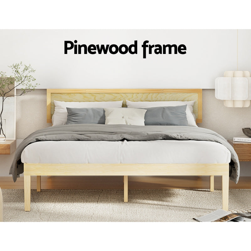 Yumi Solid Pinewood Queen Bed Frame