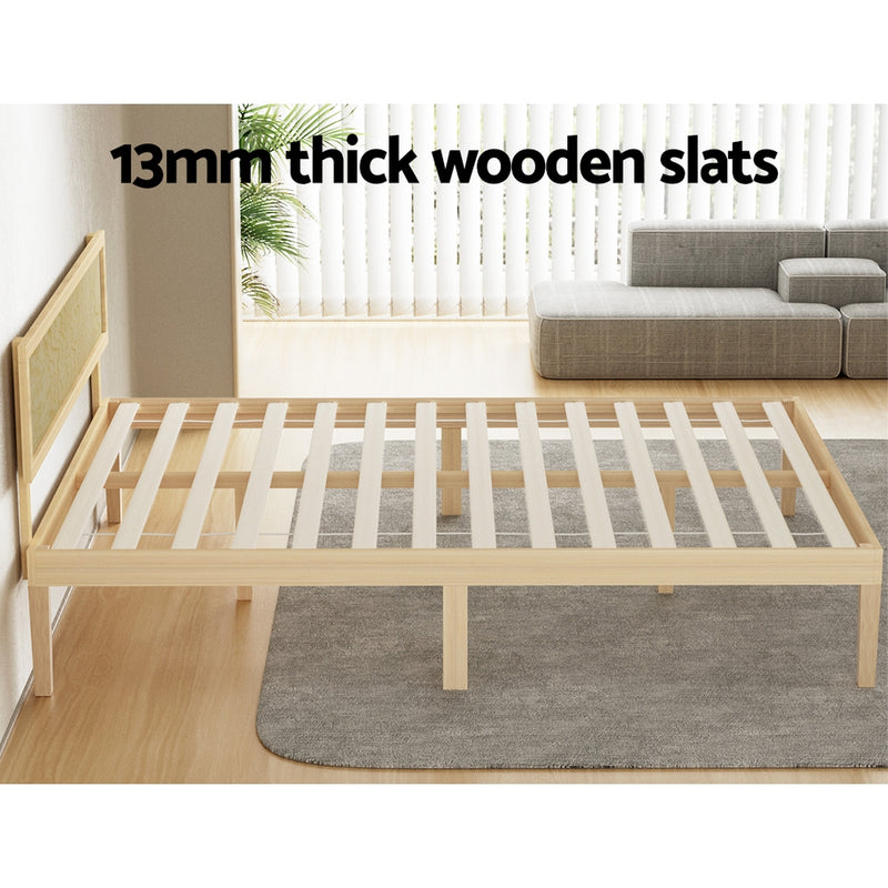 Yumi Solid Pinewood Queen Bed Frame