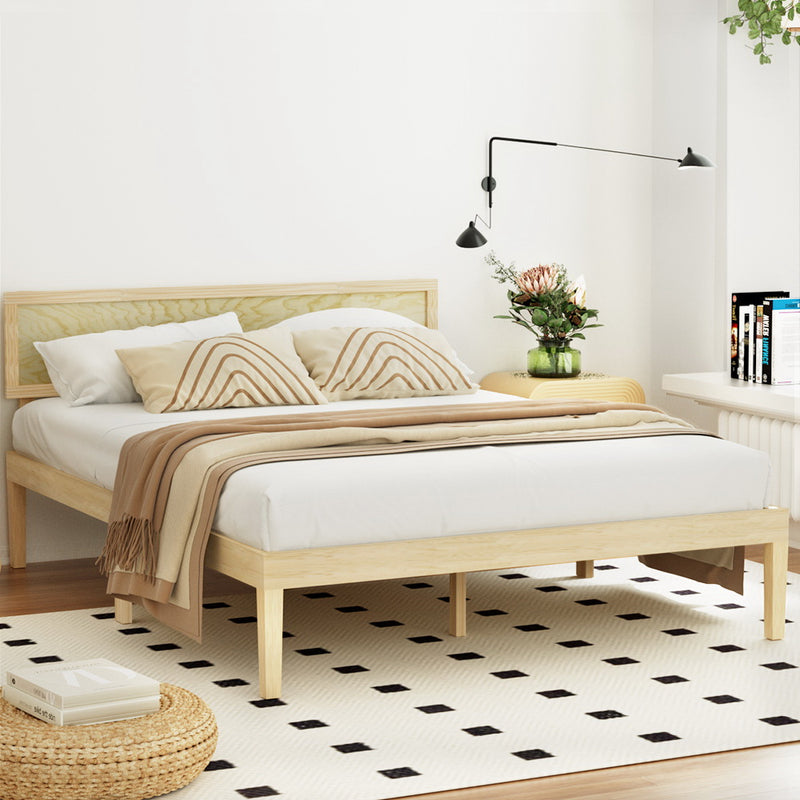 Yumi Solid Pinewood Queen Bed Frame