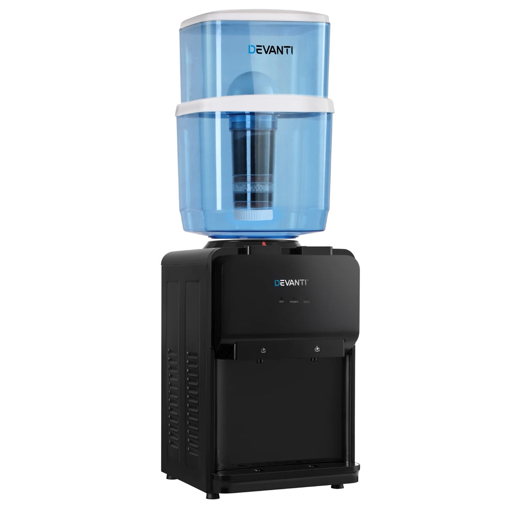 22L Bench Top Water Cooler Dispenser with Hot & Cold Filter - Black