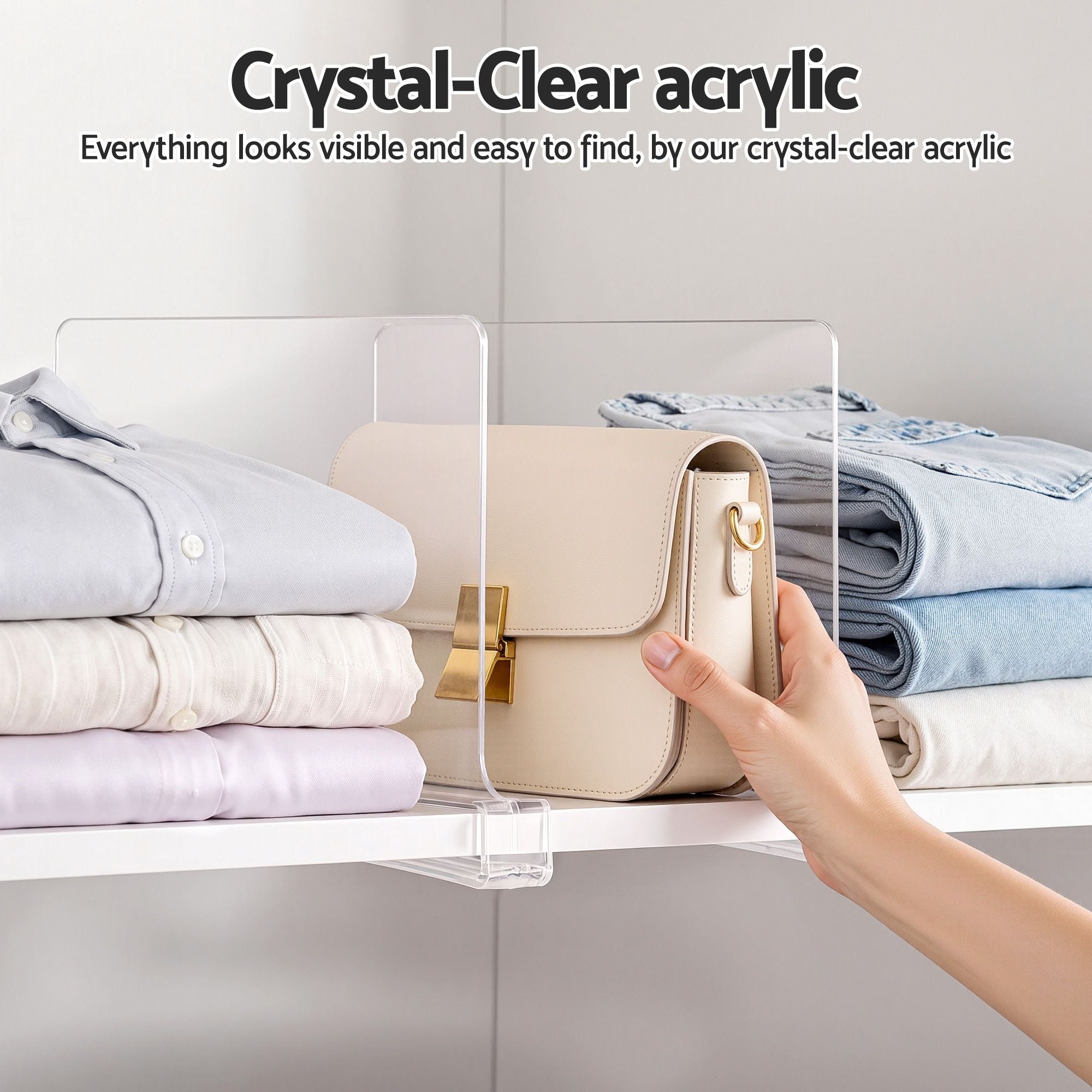 6 Pack Closet Organizers and Storage Clear Shelf Dividers