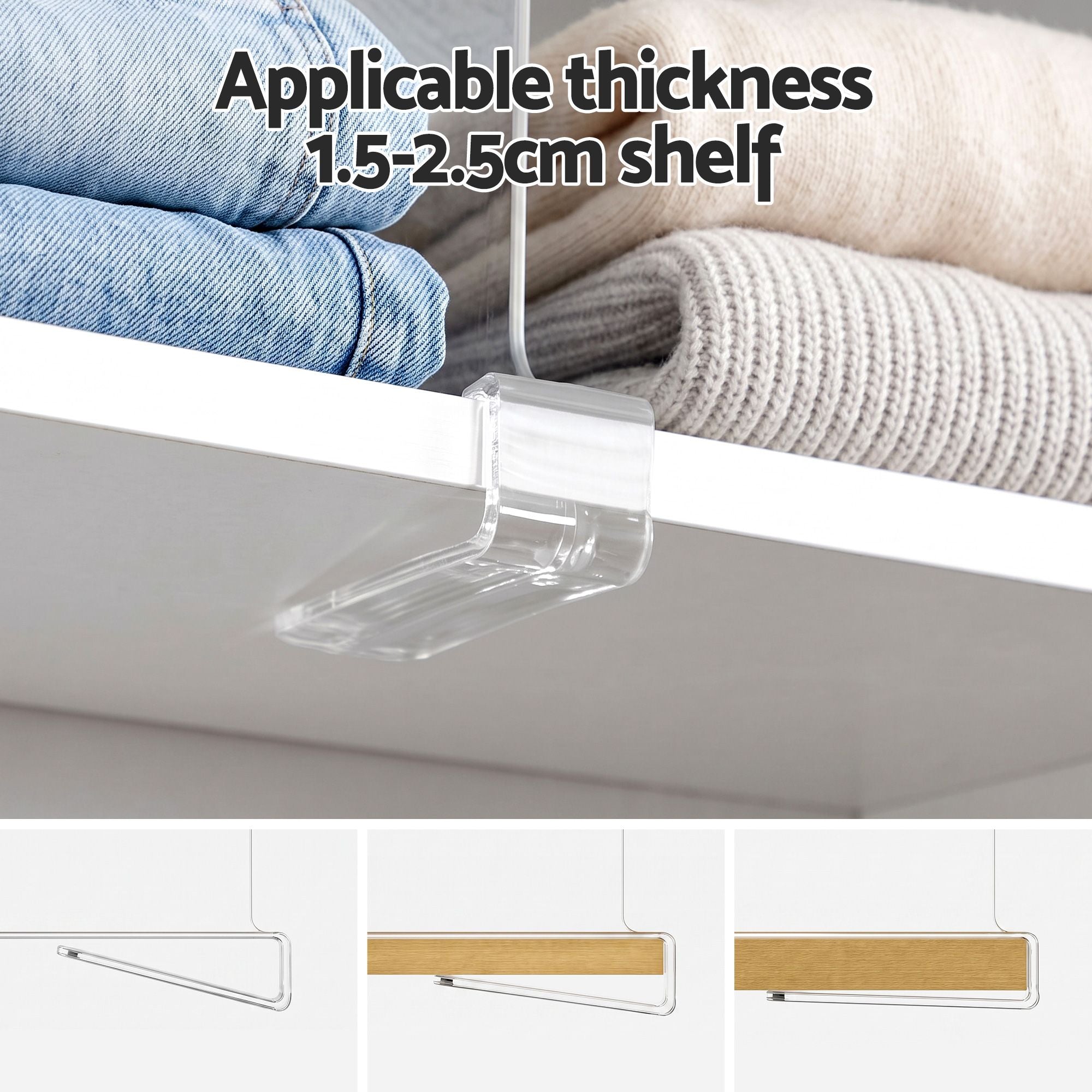 6 Pack Closet Organizers and Storage Clear Shelf Dividers