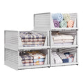 5 Pack Stackable Plastic Storage Foldable Closet Organizers