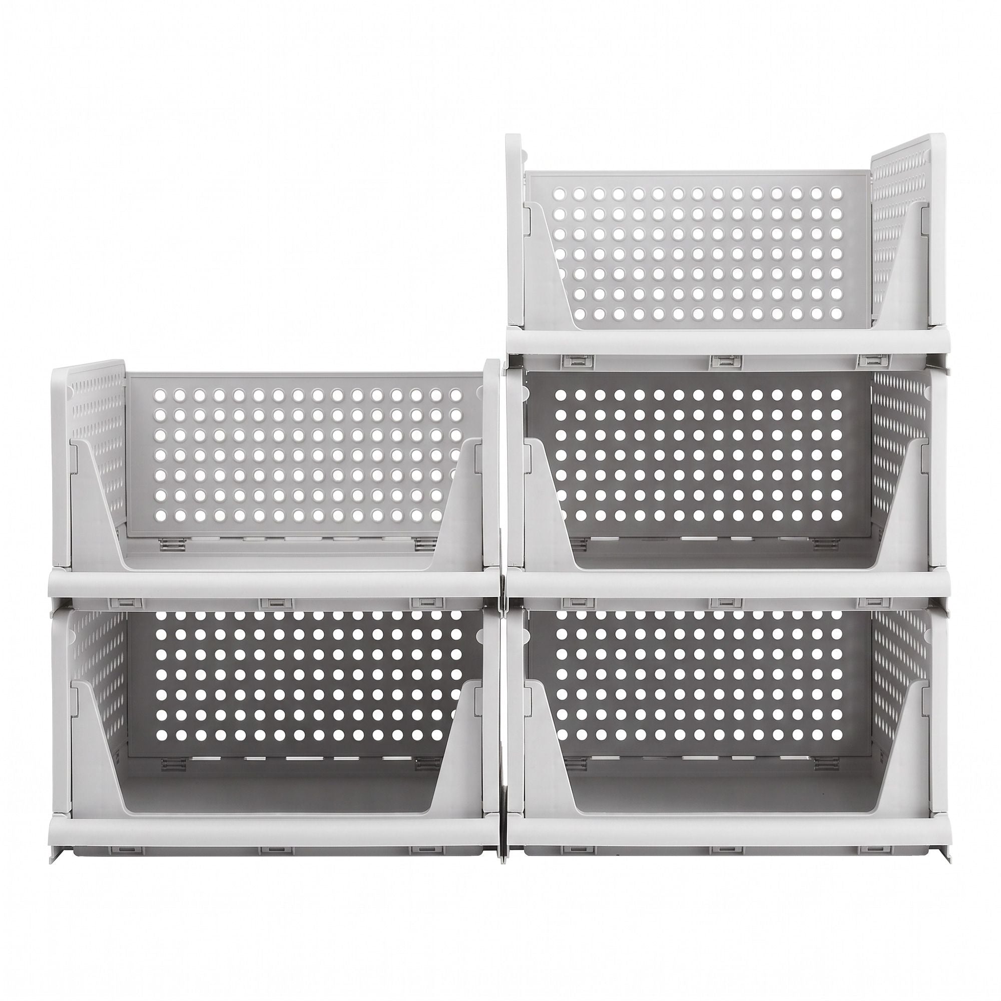 5 Pack Stackable Plastic Storage Foldable Closet Organizers