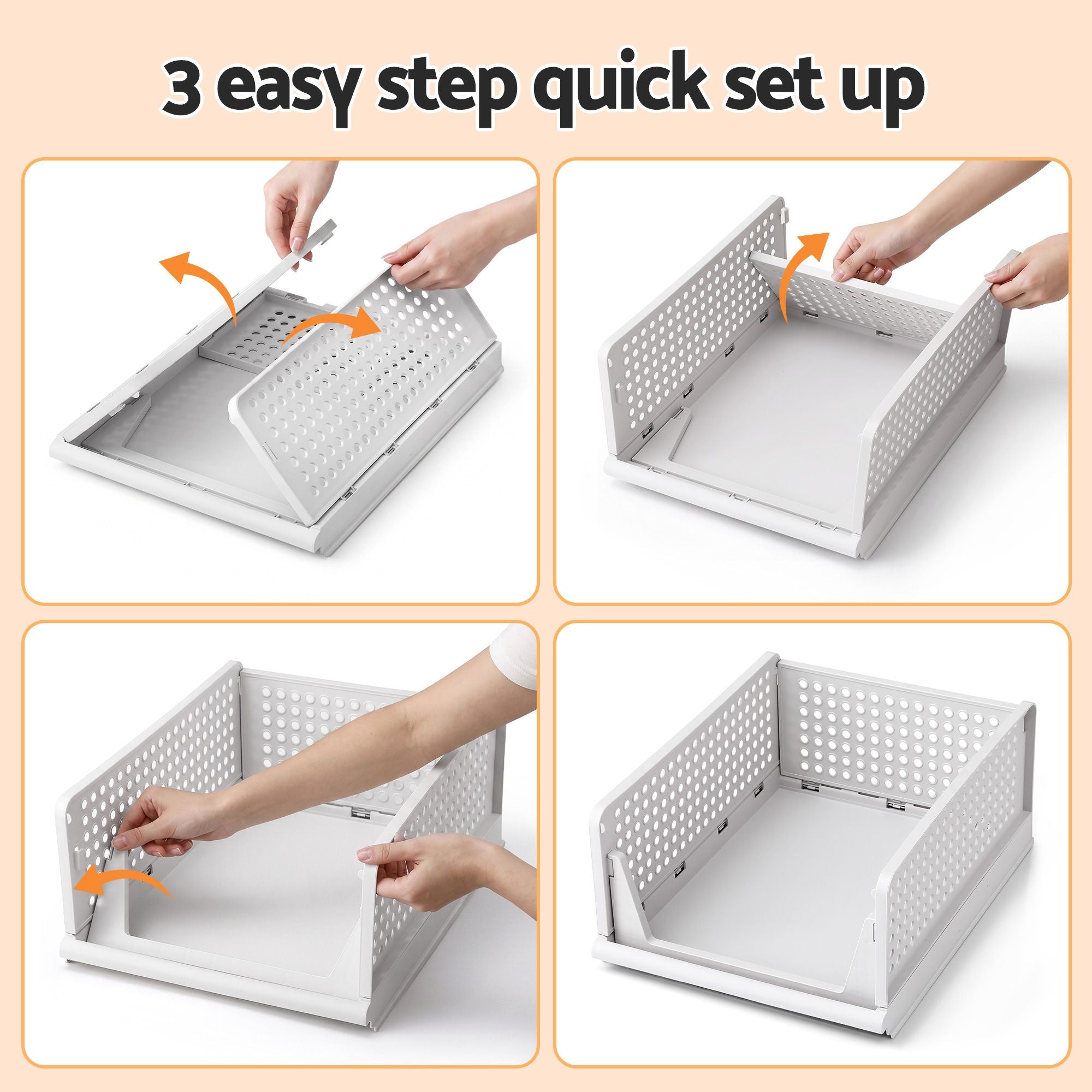 5 Pack Stackable Plastic Storage Foldable Closet Organizers