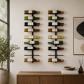 Wall Mounted Wine Rack Holder Set of 2 - 18-Bottle Capacity - Black Metal