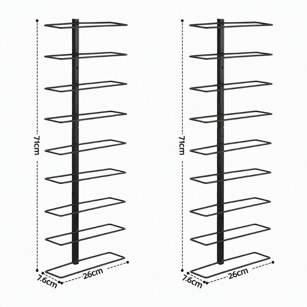 Wall Mounted Wine Rack Holder Set of 2 - 18-Bottle Capacity - Black Metal