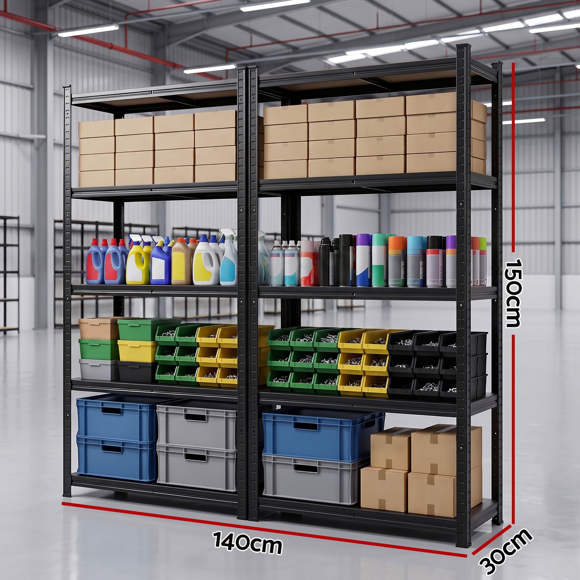 2-Rack Garage Shelving 1.5X0.7m Warehouse Shelves Storage Rack Pallet Racking