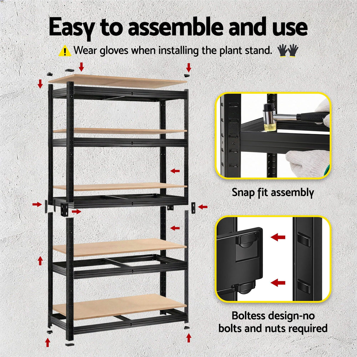 2-Rack Garage Shelving 1.6X0.8m MDF Warehouse Shelves Storage Rack Black