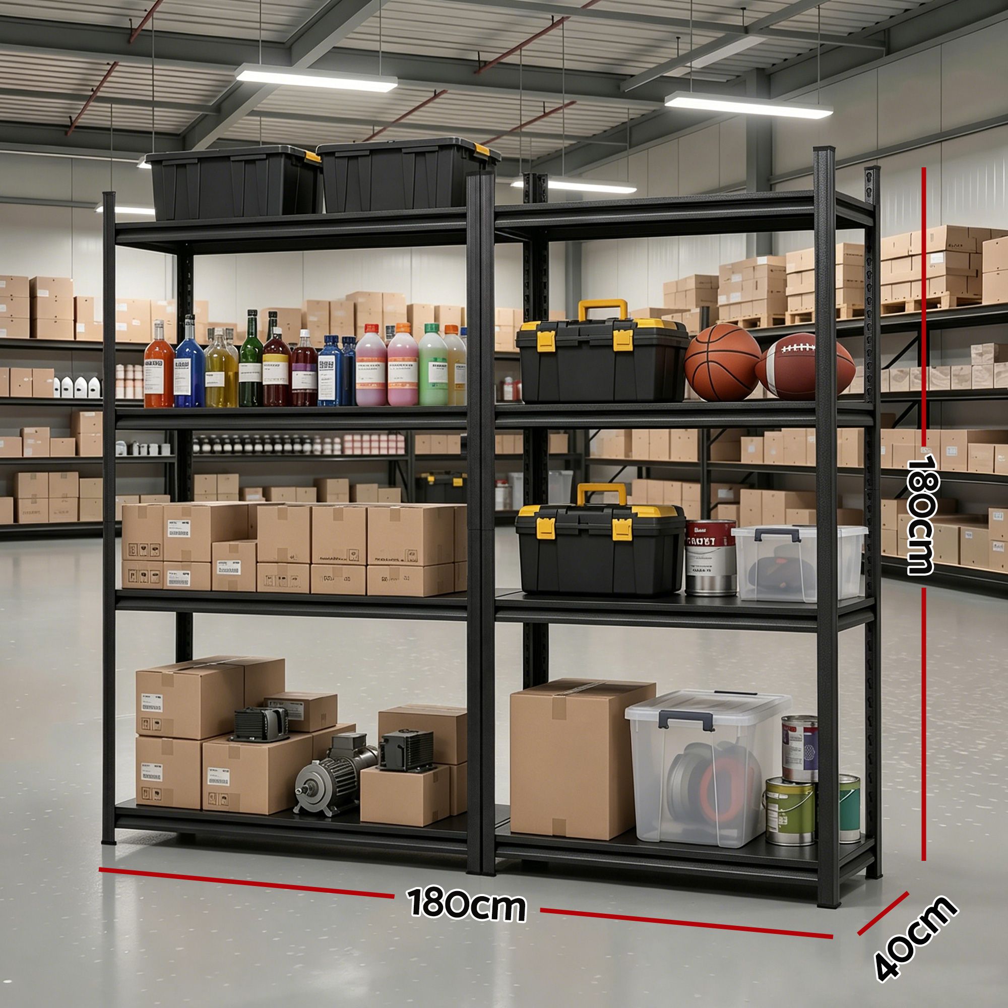 Garage Shelving 1.8X1.8m Warehouse Rack Storage Shelves Workshop Racks Steel