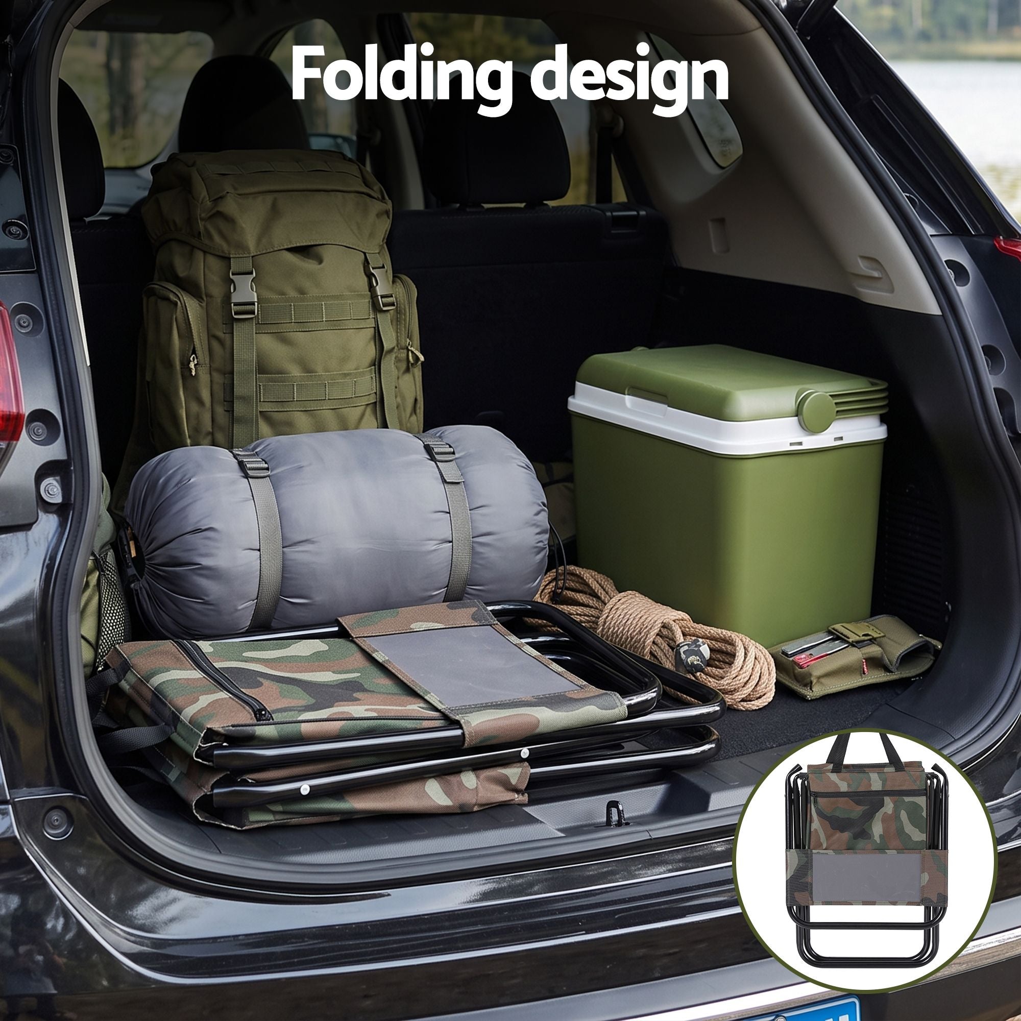 Camping Chair Storage Bag Foldable 600D Oxford Iron Camo 60CM