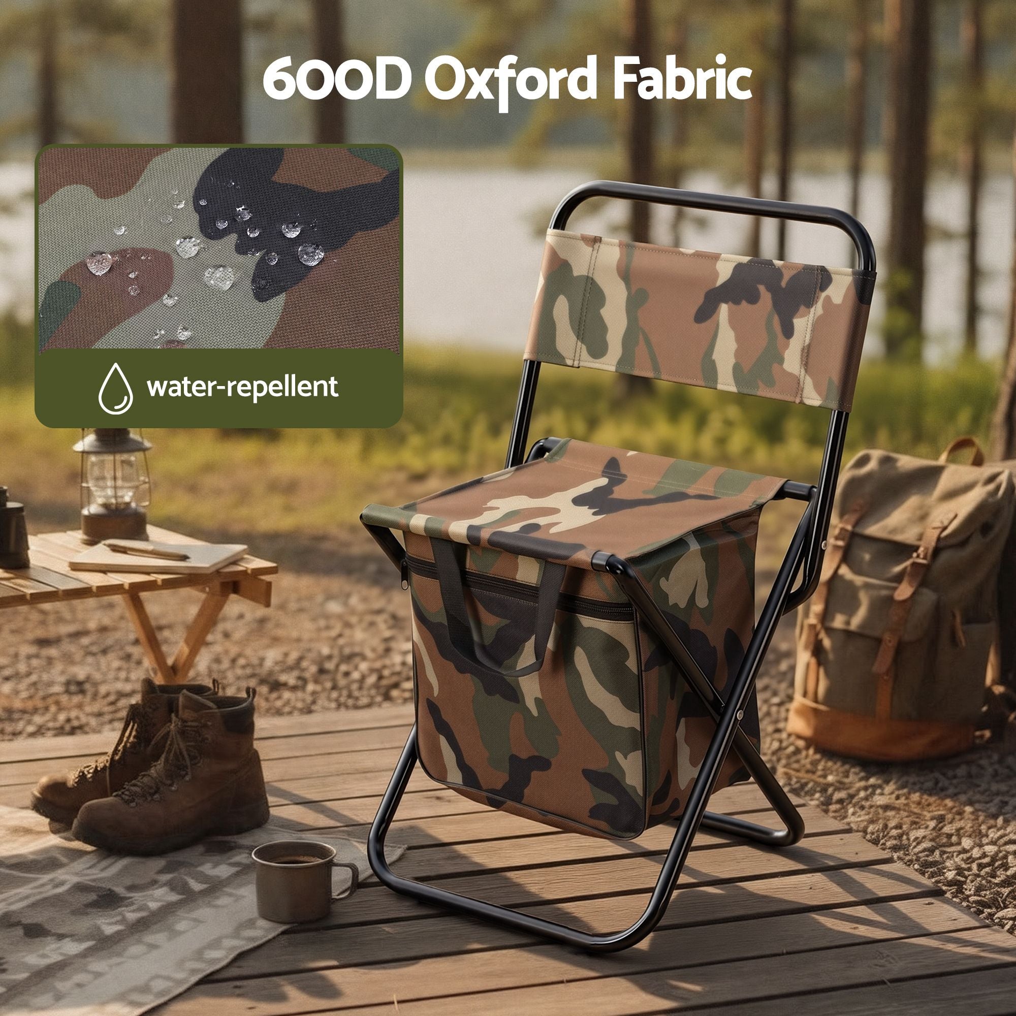Camping Chair Storage Bag Foldable 600D Oxford Iron Camo 60CM
