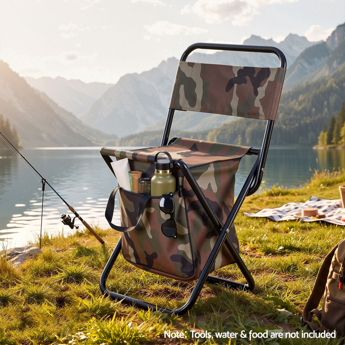 Camping Chair Storage Bag Foldable 600D Oxford Iron Camo 60CM