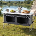 Camping Table Adjustable Storage Cabinet Aluminum MDF 120cm Grey