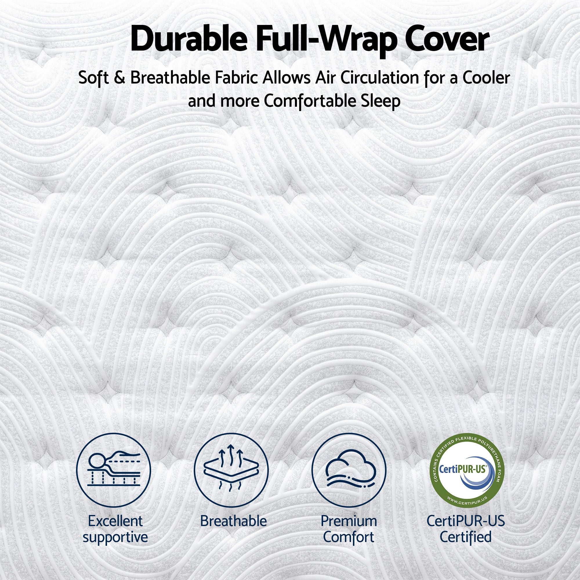RoomSense Queen Medium Soft Gel Mattress 34cm with Oatmeal Bed Frame