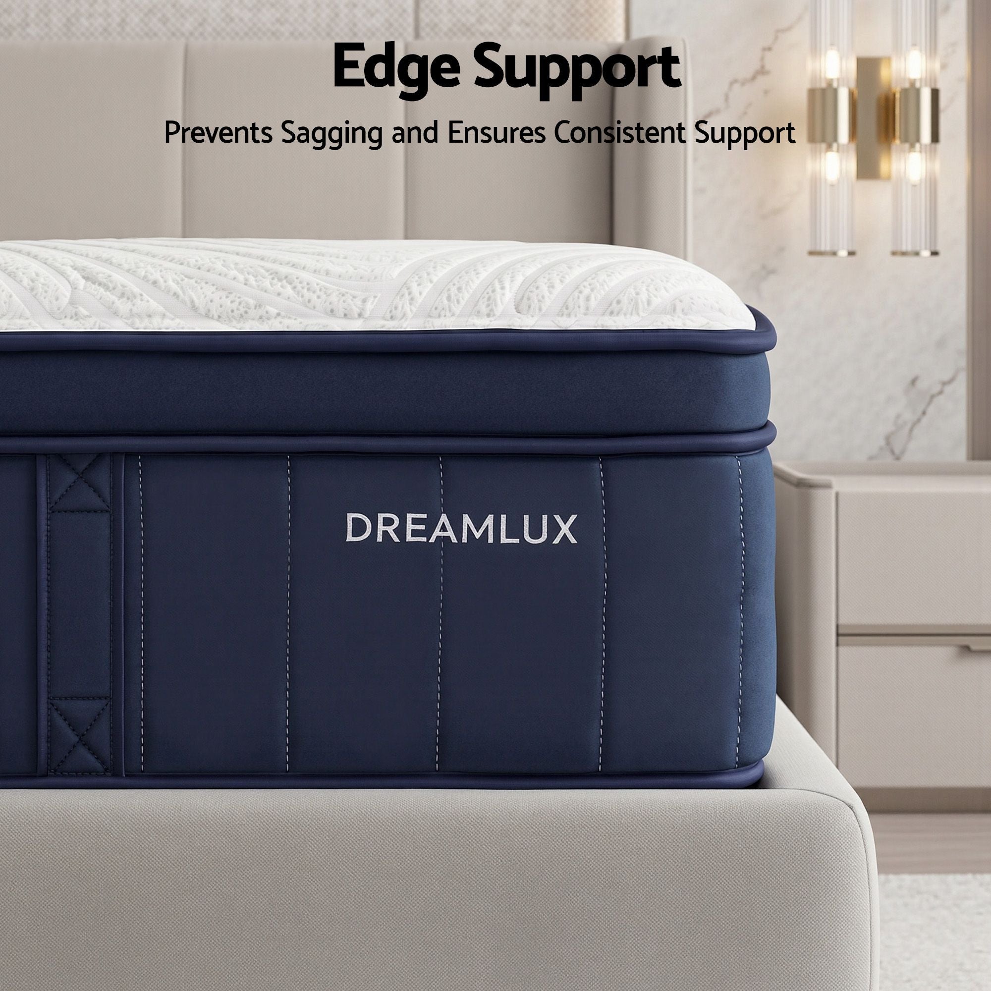 Double Mattress, 34cm Thick Medium Firm Hybrid Mattress for Back Pain Relief, Tencel Cooling Pocket Spring Mattress Double Size in a Box