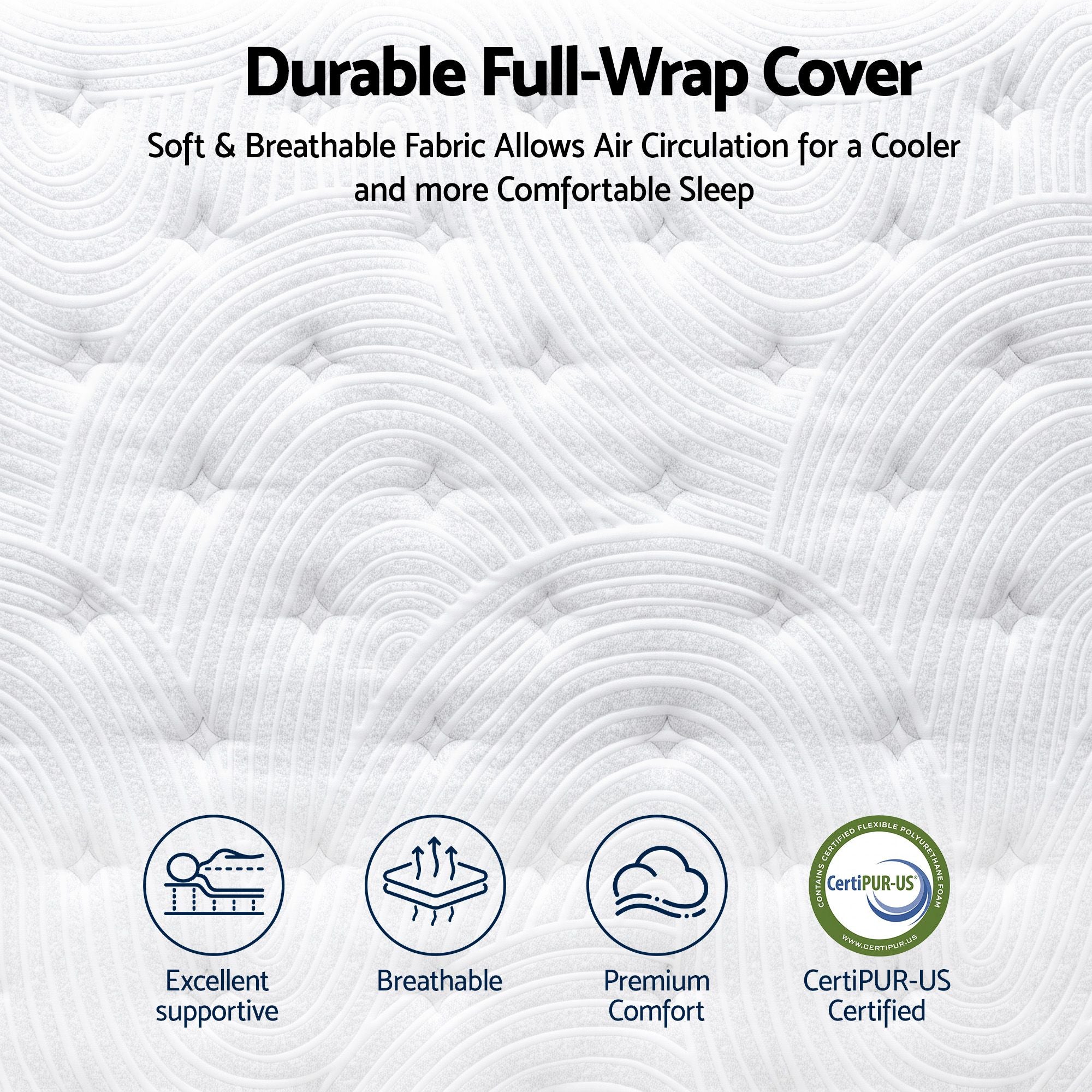 King Single Mattress, 34cm Thick Medium Firm Hybrid Mattress for Back Pain Relief, Tencel Cooling Pocket Spring Mattress King Single Size in a Box