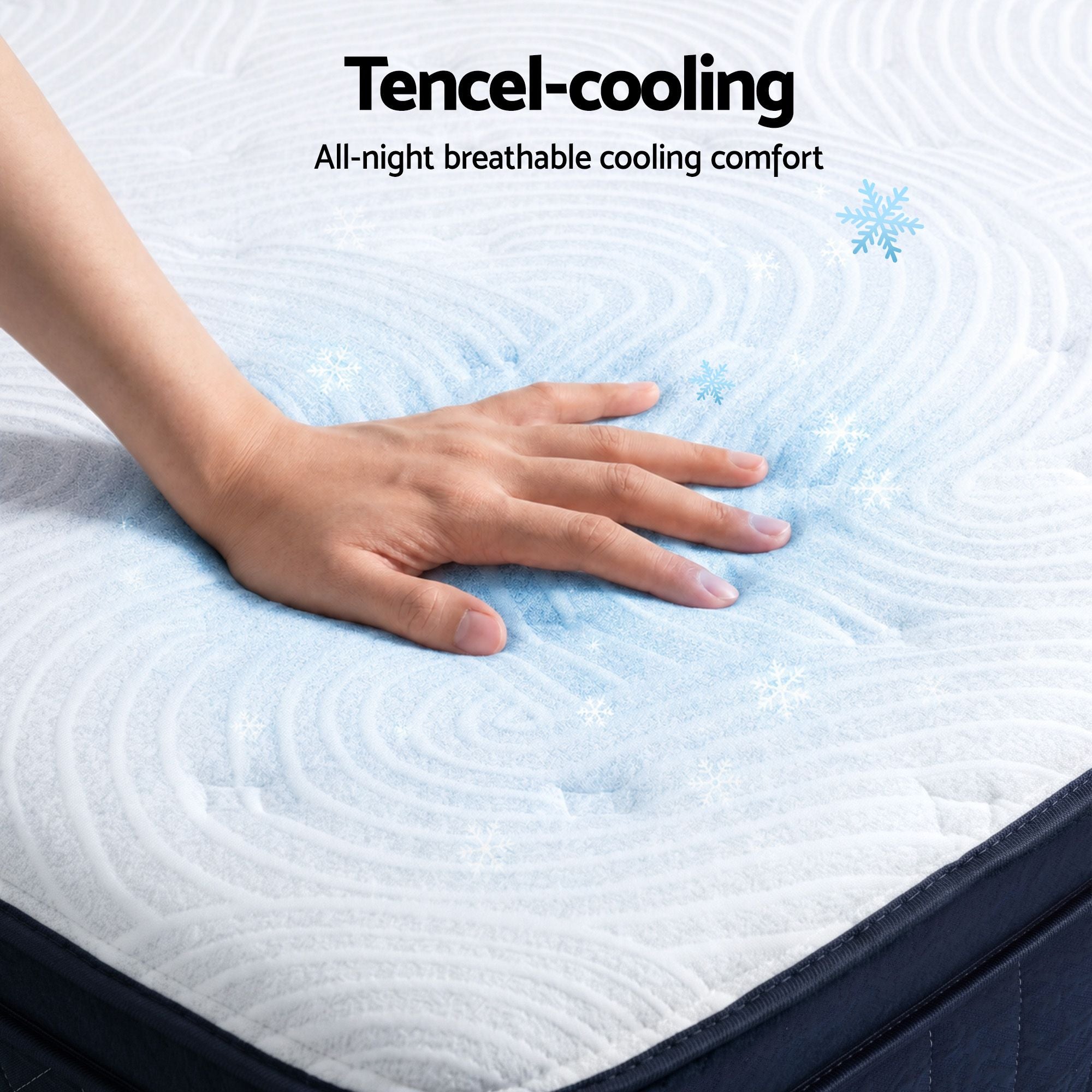 Queen Mattress, 34cm Thick Medium Firm Hybrid Mattress for Back Pain Relief, Tencel Cooling Pocket Spring Mattress Queen Size in a Box