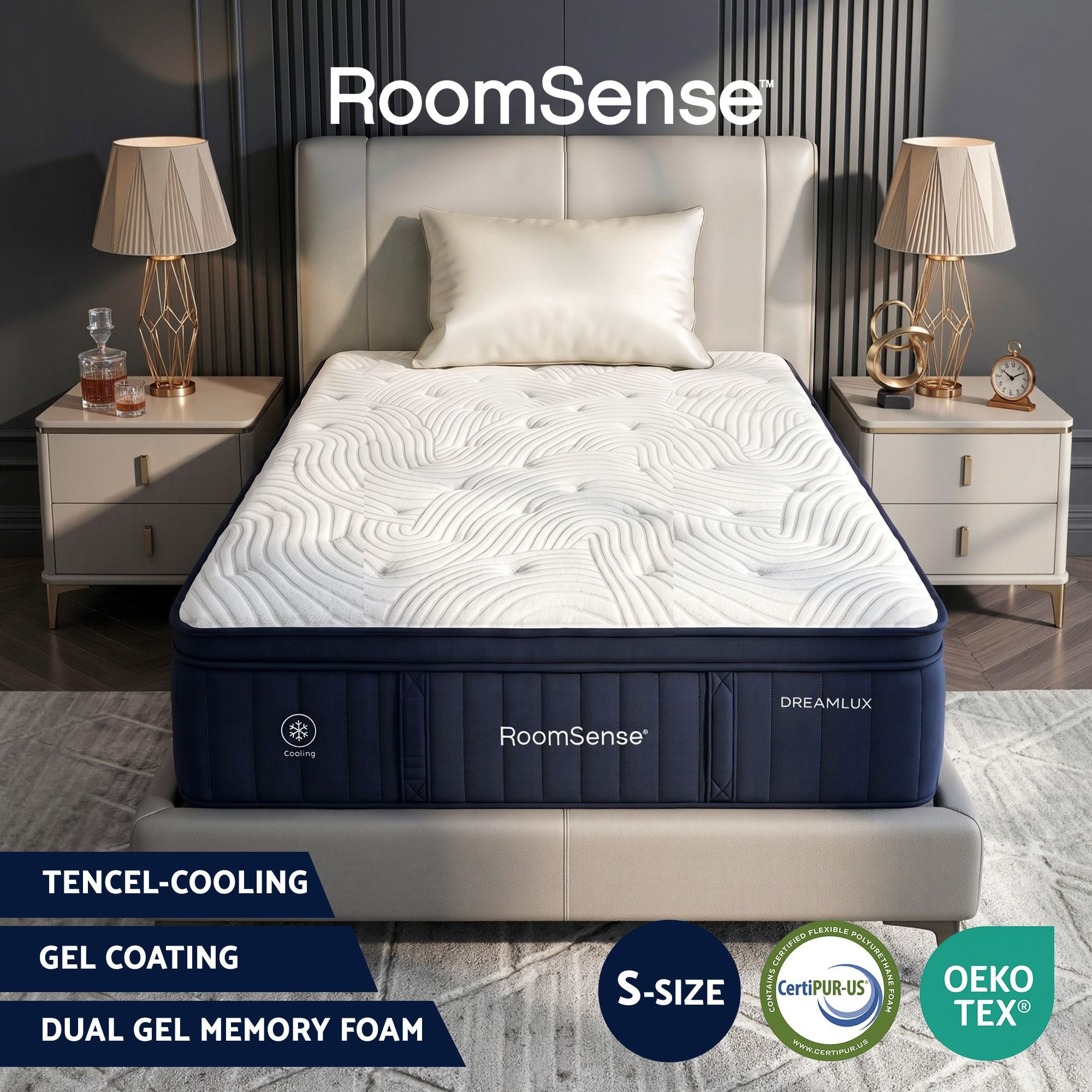 Single Mattress, 34cm Thick Medium Firm Hybrid Mattress for Back Pain Relief, Tencel Cooling Pocket Spring Mattress Single Size in a Box