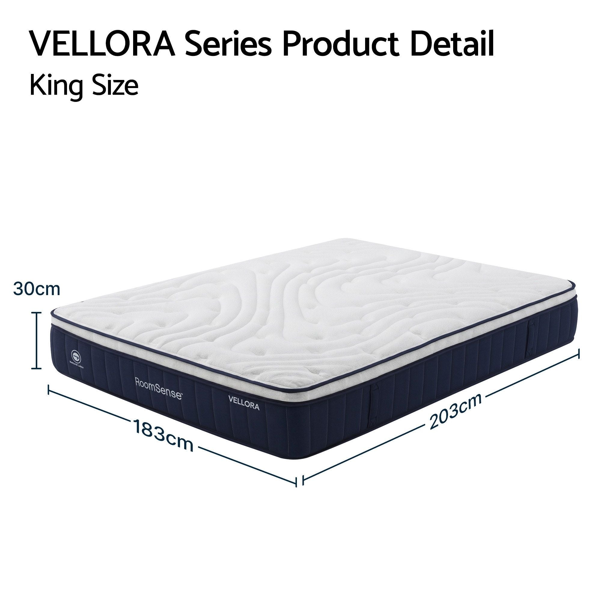 King Mattress , 30cm Medium Firm Hybrid Mattress with Latex Lumbar Support for Back Pain Relief , Pocket Spring Mattress King Size in a Box