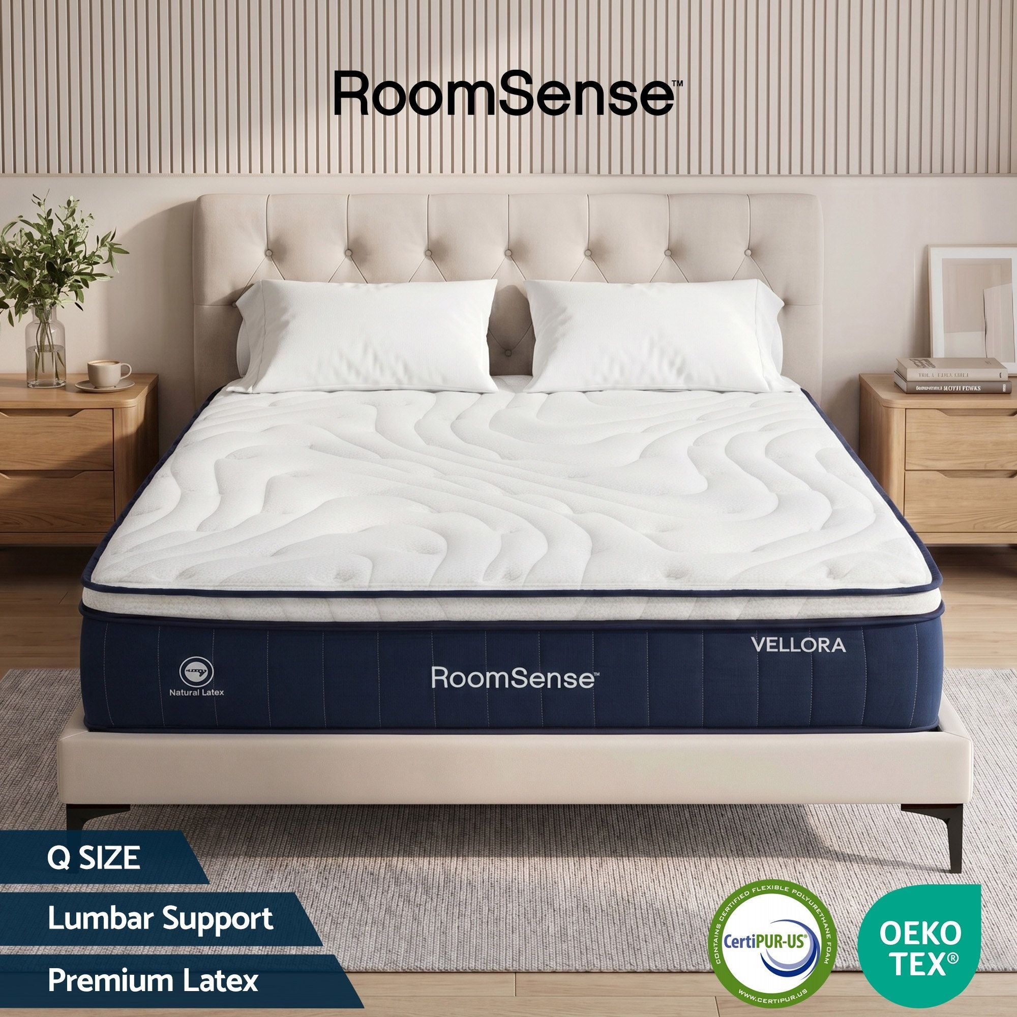 Queen Mattress , 30cm Medium Firm Hybrid Mattress with Latex Lumbar Support for Back Pain Relief , Pocket Spring Mattress Queen Size in a Box