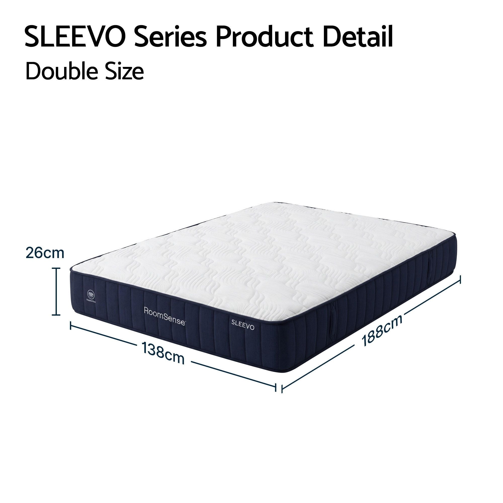 Double Mattress, 26cm Orthopedic Firm Mattress for Back Pain Relief, Pocket Spring Hybrid Mattress Double Size for Home & Rental