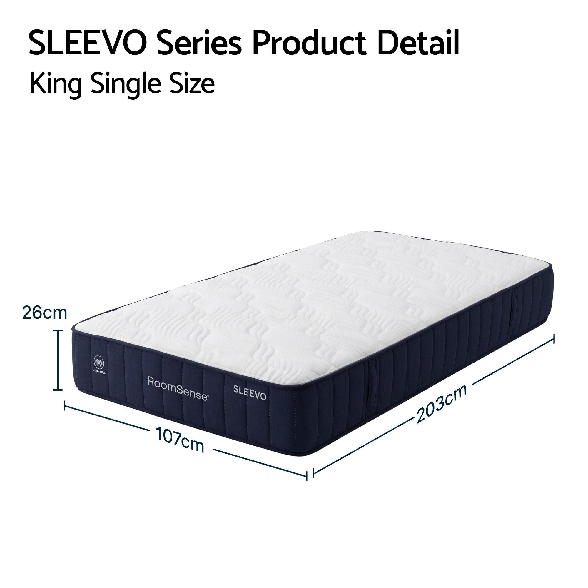 King Single Mattress, 26cm Orthopedic Firm Mattress for Back Pain Relief, Pocket Spring Hybrid Mattress King Single Size for Home & Rental