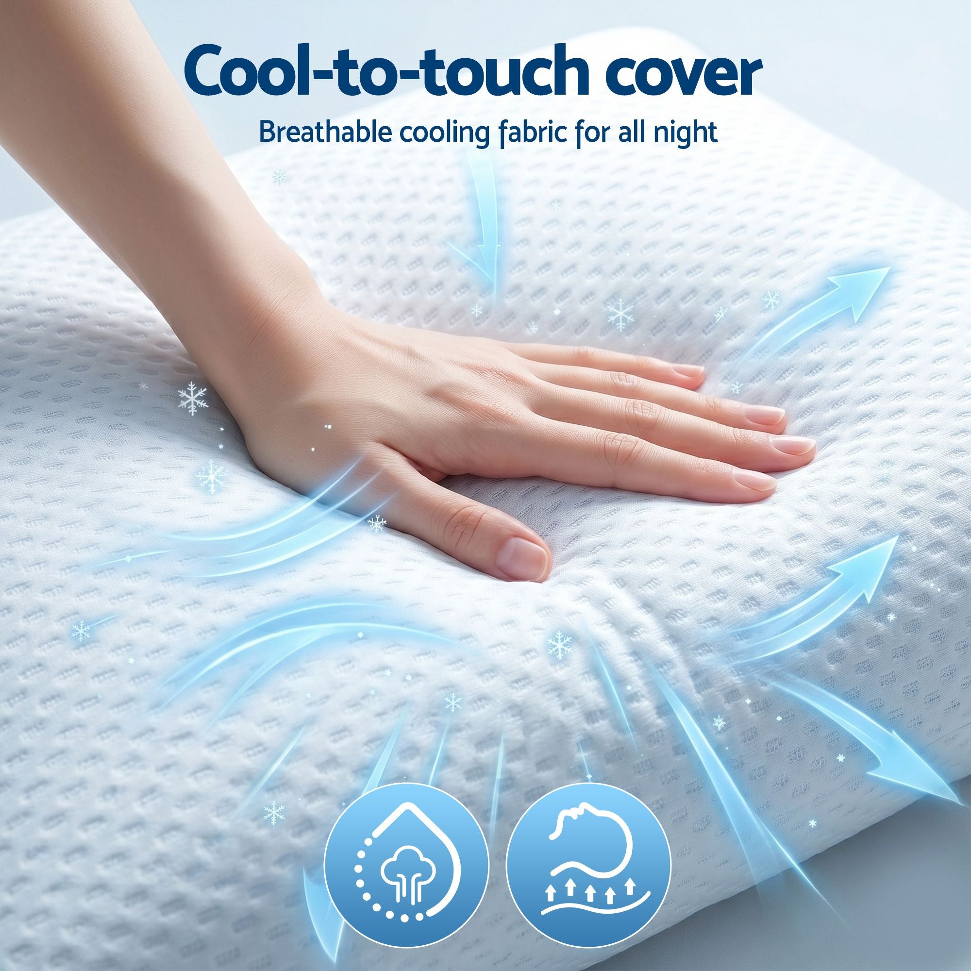 Cooling Memory Foam Pillow 2 Pack 72x50x15cm Adjustable Shredded Gel Side Sleeper Neck Support Washable Cover