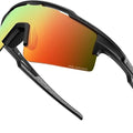 Hawk II Polarized Sports Sunglasses for Men Women, TAC 100% UV400 Protection TR90 Frame Cycling Sunglasses, Baseball Running Fishing Golf Glasses-Black Frame+revo Blue Cat.3,Adult