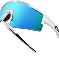 Hawk II Polarized Sports Sunglasses for Men Women, TAC 100% UV400 Protection TR90 Frame Cycling Sunglasses, Baseball Running Fishing Golf Glasses-White Frame+revo Blue Cat.3
