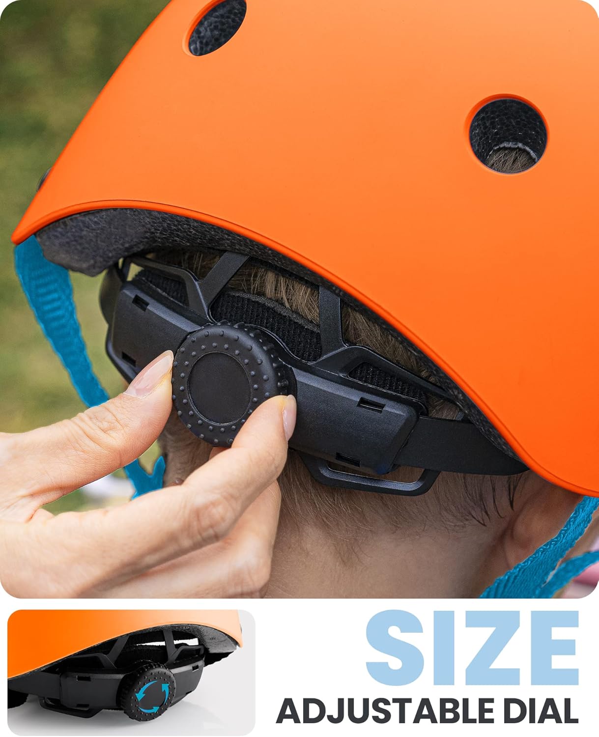 Youth & Kids Bike Helmet - Adjustable Multi-Sports Skateboard Helmet with Removable Liners for Balance Bike, Toddler Scooter, One Wheel Hoverboard-Orange-Large