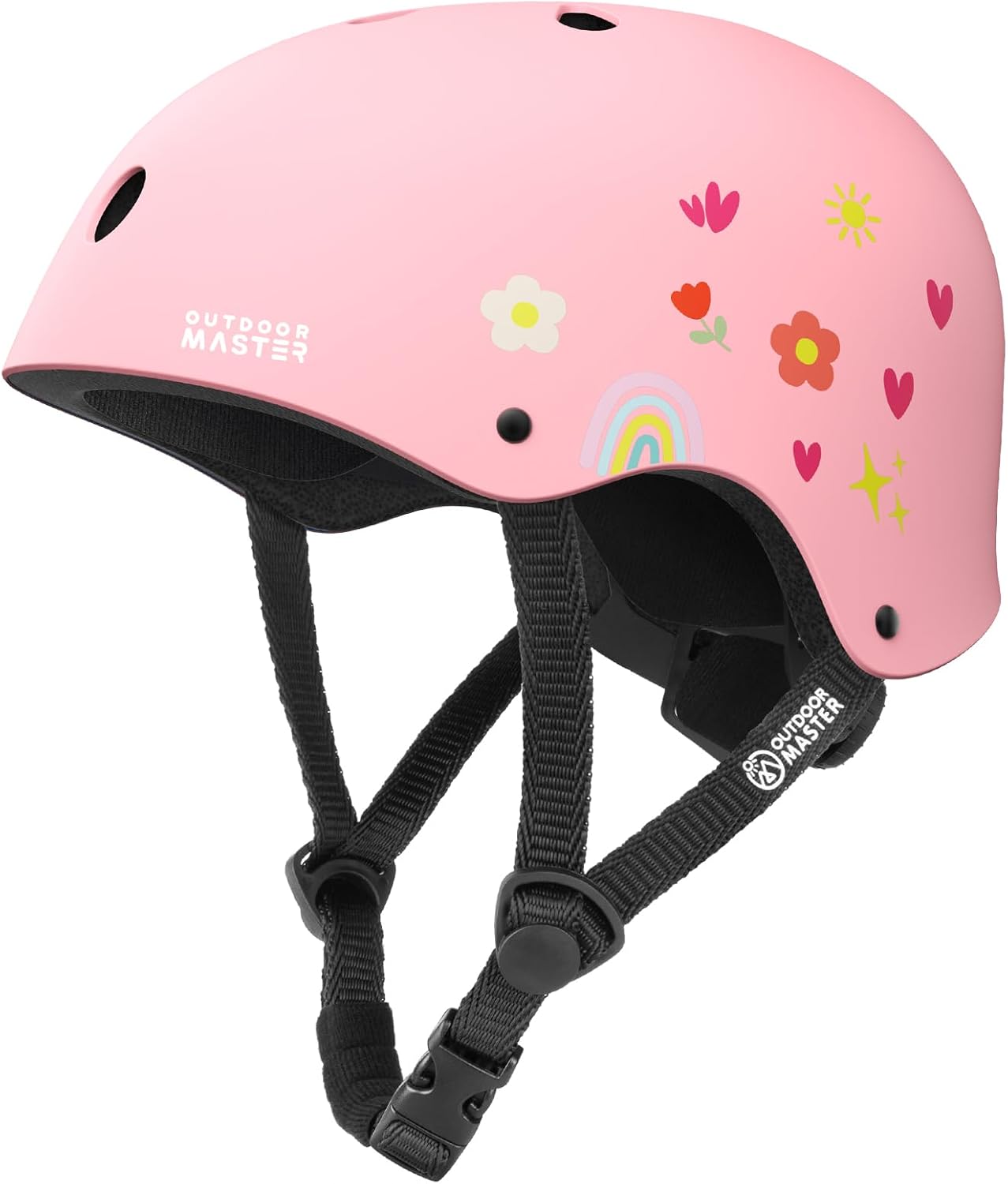 Youth & Kids Bike Helmet - Adjustable Multi-Sports Skateboard Helmet with Removable Liners for Balance Bike, Kids Scooter, One Wheel Hoverboard-Pink Flower-Medium