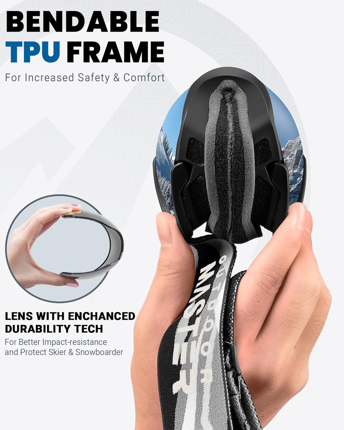 Ski Goggles with Cover Snowboard Snow Goggles OTG Anti-Fog -100% UV Protection-OM-18