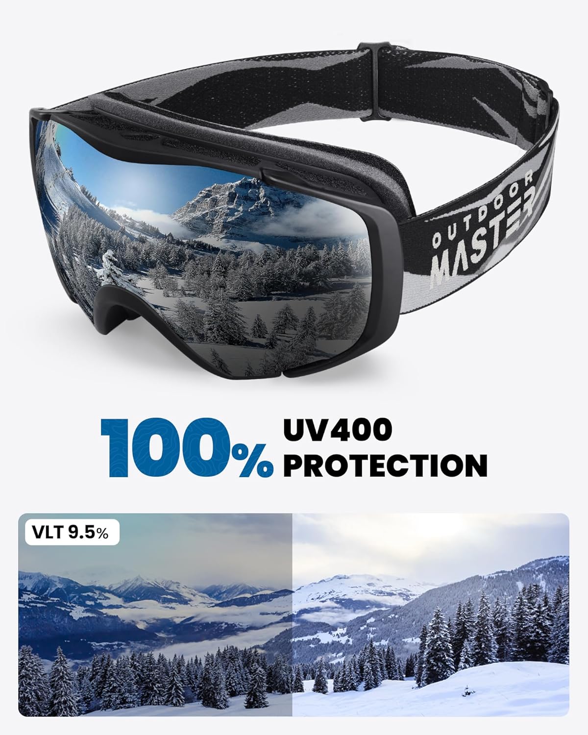 Ski Goggles with Cover Snowboard Snow Goggles OTG Anti-Fog -100% UV Protection-OM-18