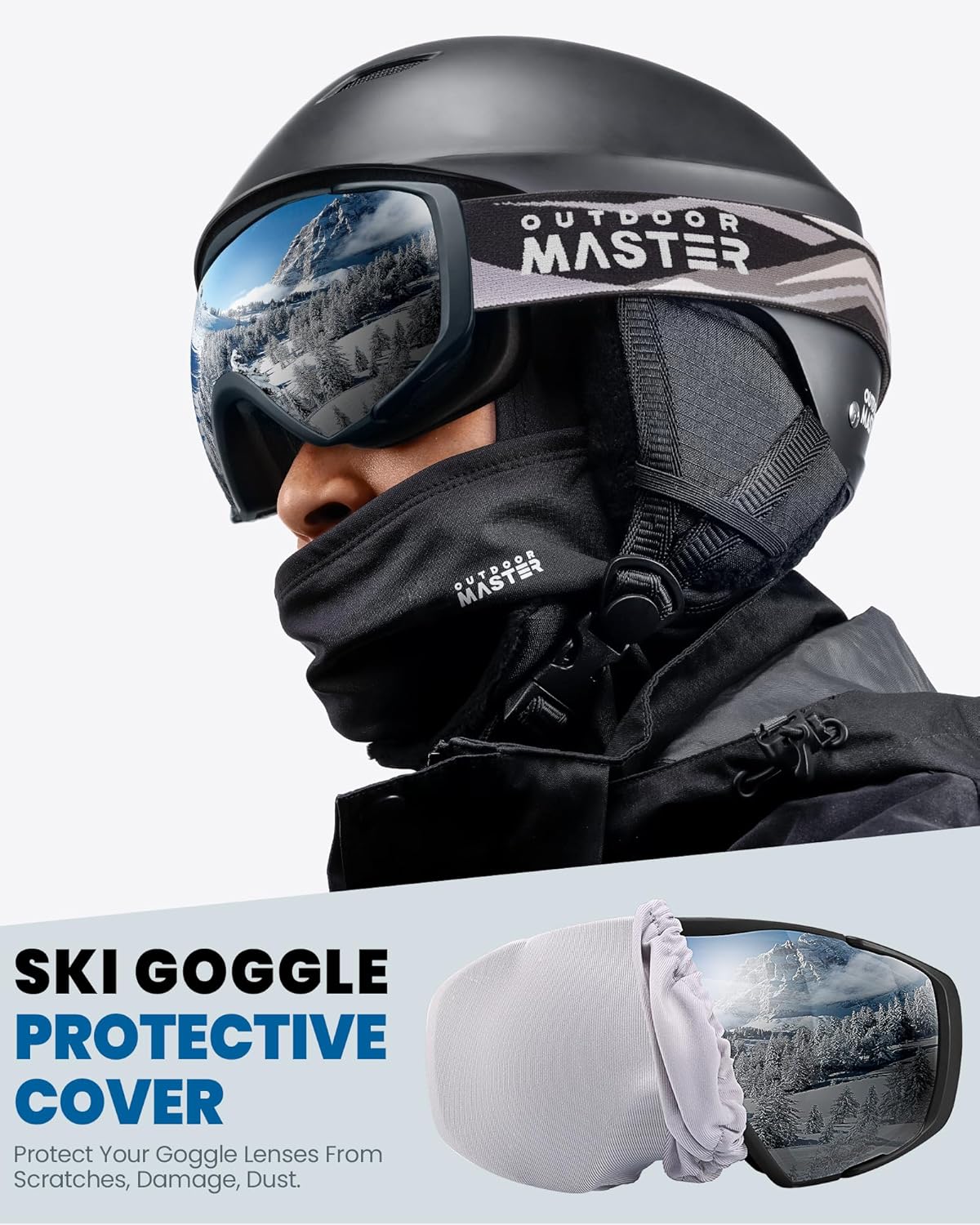 Ski Goggles with Cover Snowboard Snow Goggles OTG Anti-Fog -100% UV Protection-OM-18