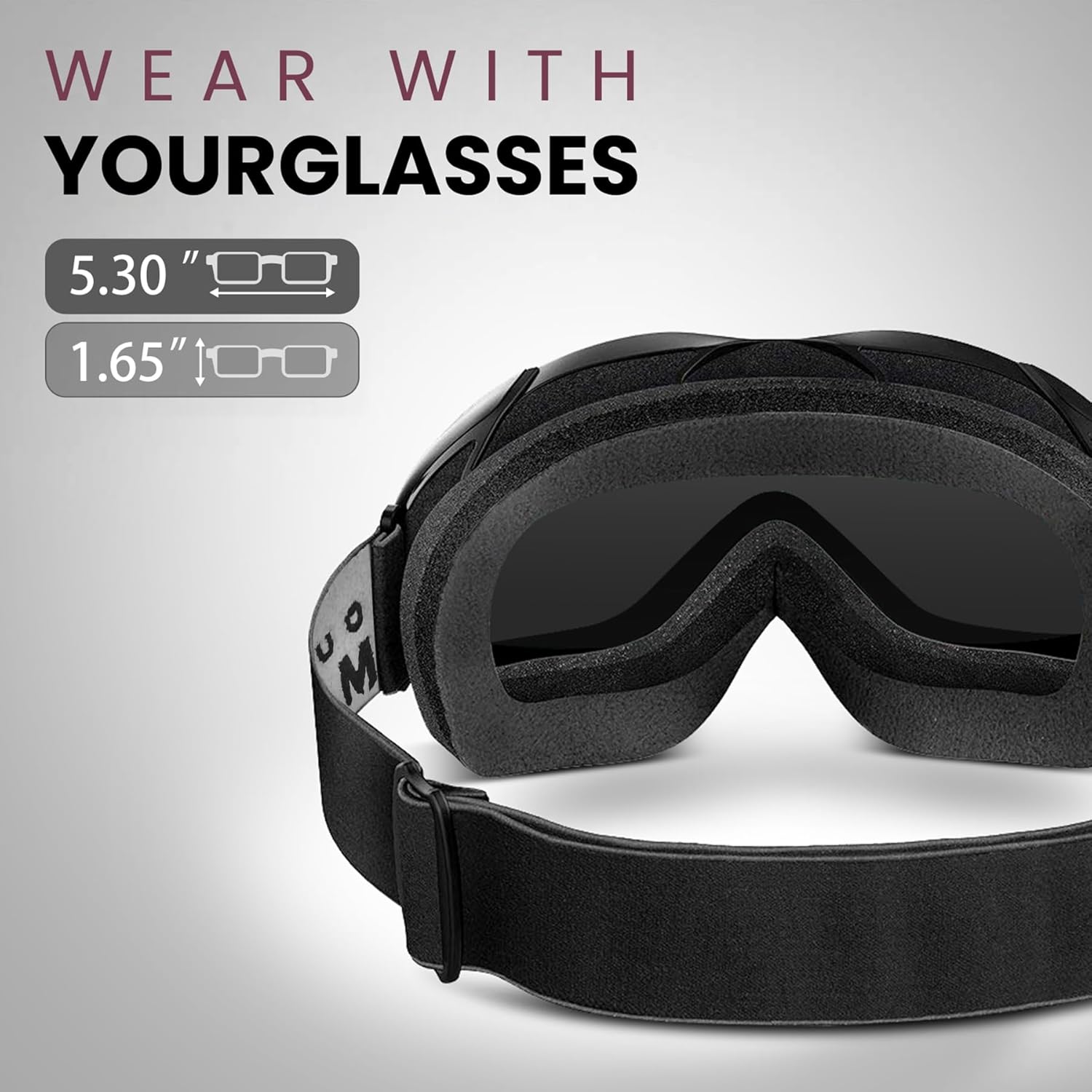 OTG Ski Goggles - Over Glasses Ski/Snowboard Goggles for Men, Women & Youth - 100% UV Protection-OM-5