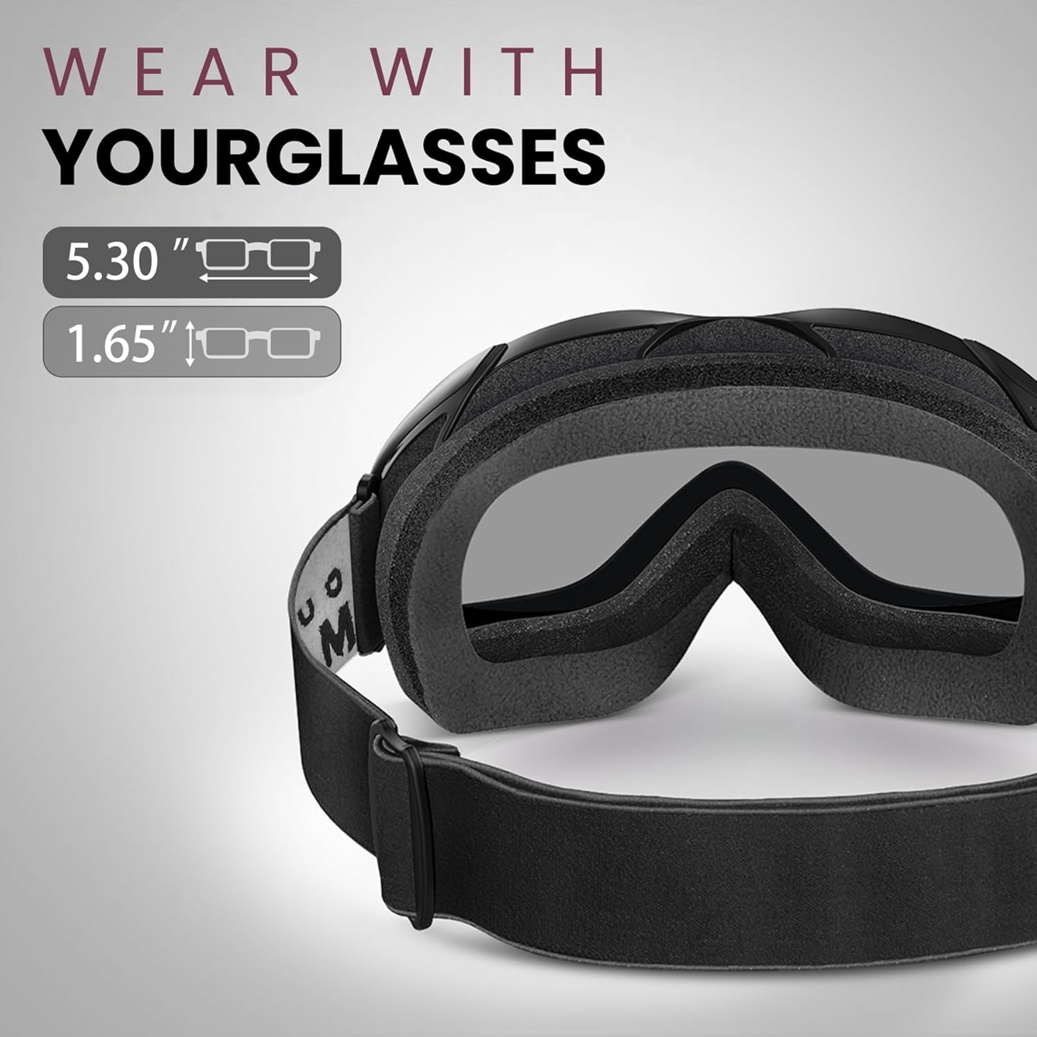 OTG Ski Goggles - Over Glasses Ski/Snowboard Goggles for Men, Women & Youth - 100% UV Protection-OM-5