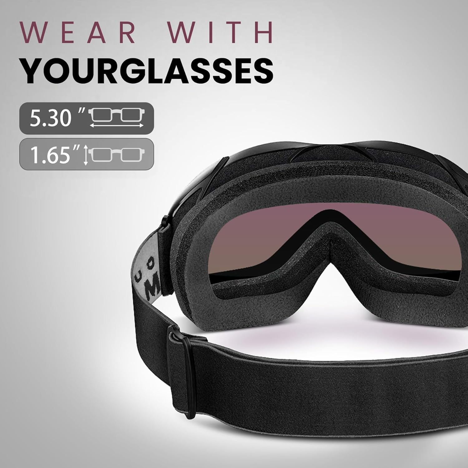 OTG Ski Goggles - Over Glasses Ski/Snowboard Goggles for Men, Women & Youth - 100% UV Protection-OM-5
