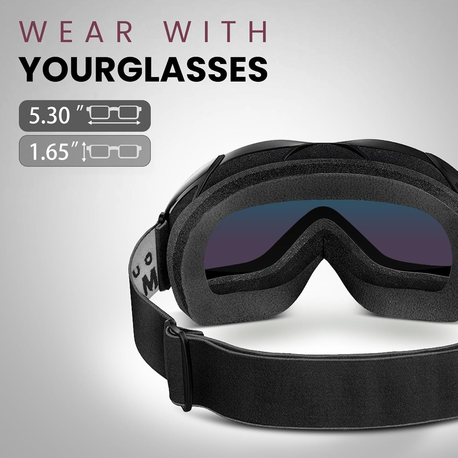 OTG Ski Goggles - Over Glasses Ski/Snowboard Goggles for Men, Women & Youth - 100% UV Protection-OM-5