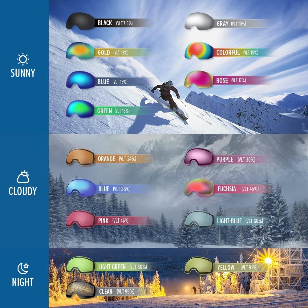 OTG Ski Goggles - Over Glasses Ski/Snowboard Goggles for Men, Women & Youth - 100% UV Protection-OM-5