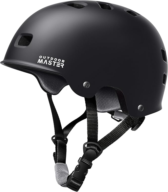 Skateboard Cycling Helmet - Two Removable Liners Ventilation Multi-Sport Scooter Roller Skate Inline Skating Rollerblading for Adults-Black-Medium