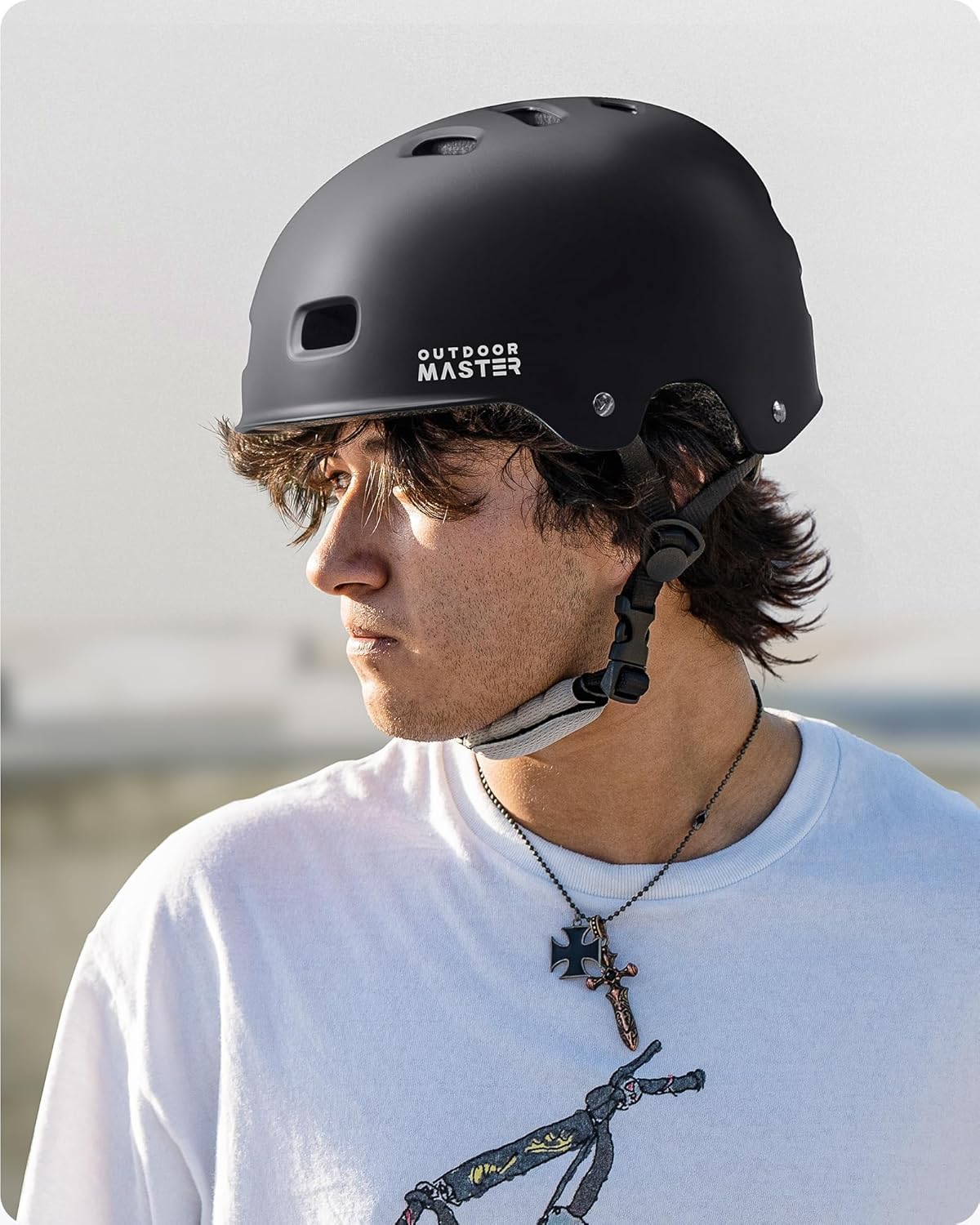 Skateboard Cycling Helmet - Two Removable Liners Ventilation Multi-Sport Scooter Roller Skate Inline Skating Rollerblading for Adults-Black-Small