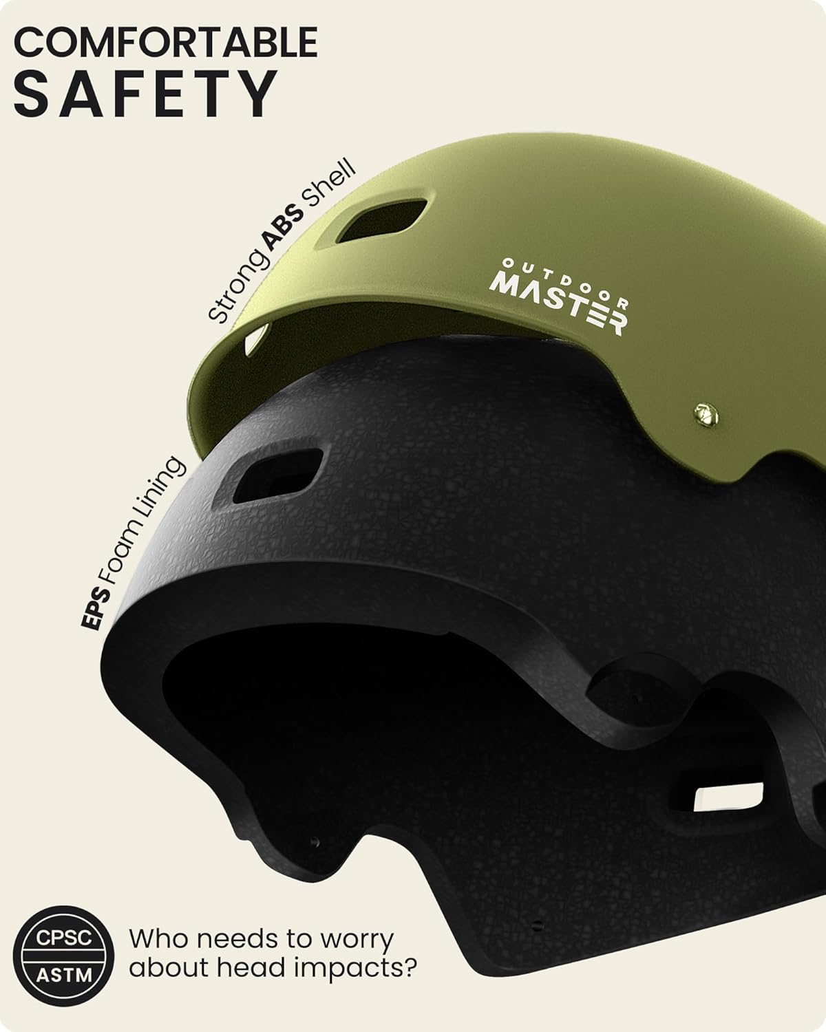 Skateboard Bike Helmet for Adults &Youth - Multi-Sport Certified Impact Resistant with 2 Removable Liners & Ventilation for Scooter-Matte Adventure Green-White-Small