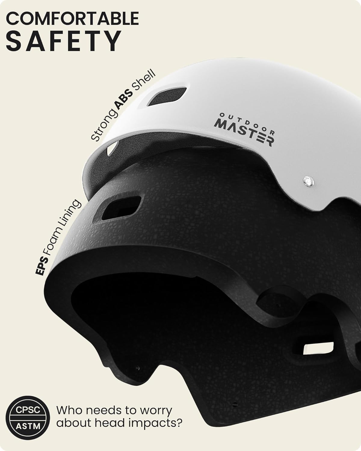 Skateboard Bike Helmet for Adults &Youth - Multi-Sport Certified Impact Resistant with 2 Removable Liners & Ventilation for Scooter, Skating-White-Small