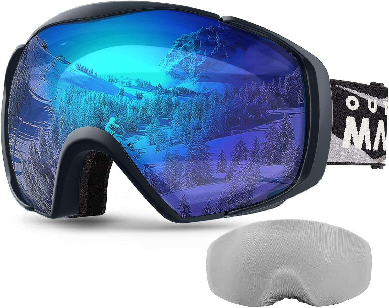 Ski Goggles with Cover Snowboard Snow Goggles OTG Anti-Fog -100% UV Protection-OM-18