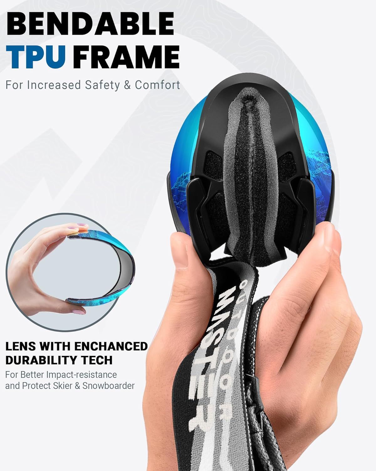 Ski Goggles with Cover Snowboard Snow Goggles OTG Anti-Fog -100% UV Protection-OM-18