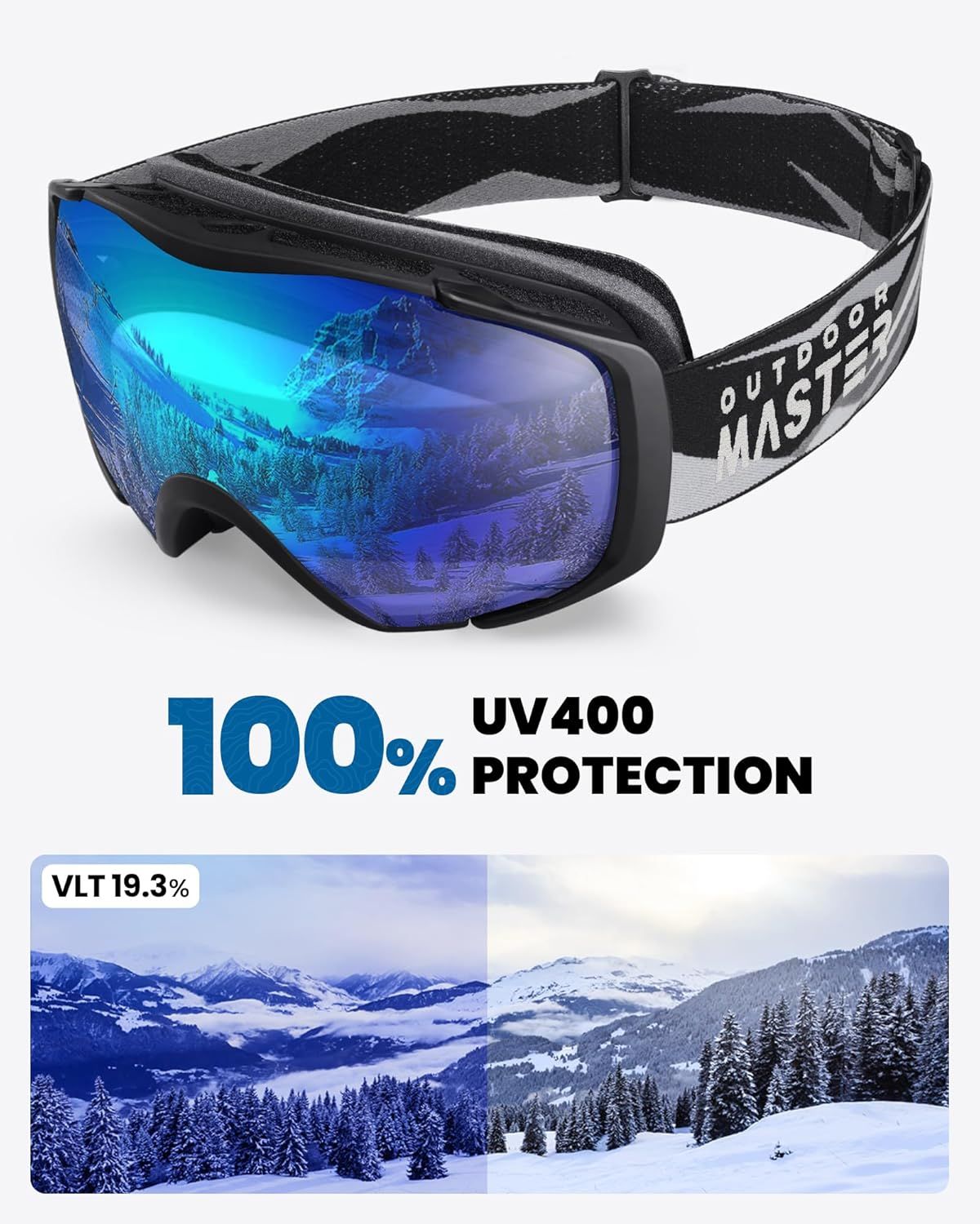 Ski Goggles with Cover Snowboard Snow Goggles OTG Anti-Fog -100% UV Protection-OM-18